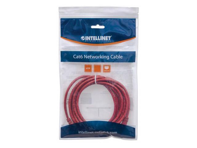Intellinet Network Cable, Cat6, UTP, RJ45 Male / RJ45 Male, 7.5 m (25 ft.), Red