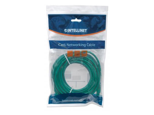 Intellinet Network Cable, Cat6, UTP, RJ45 Male / RJ45 Male, 7.5 m (25 ft.), Green