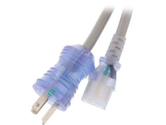 Kaybles Hospital Grade Power Cord - 10 ft. 14AWG 15A, NEMA 5-15P/C13 with Clear Connectors, Green Dot, UL Listed, SJT, 10 ft. Power Cable