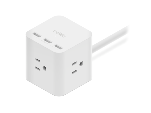 Belkin 3-Outlet Power Cube with 5-Foot Cord and USB-A Ports SRA006P3TT5