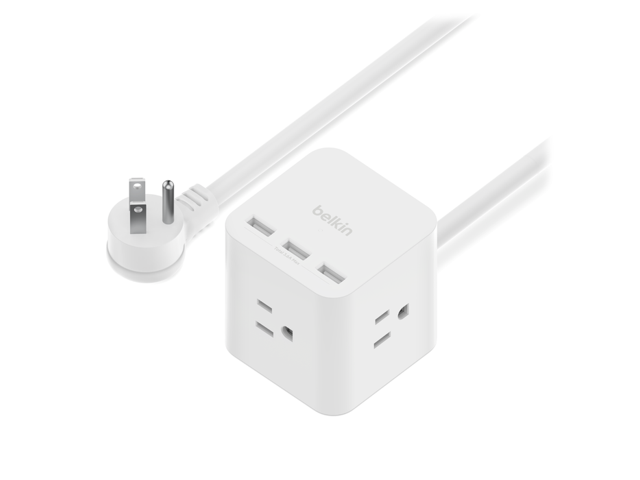 Belkin 3-Outlet Power Cube with 5-Foot Cord and USB-A Ports SRA006P3TT5