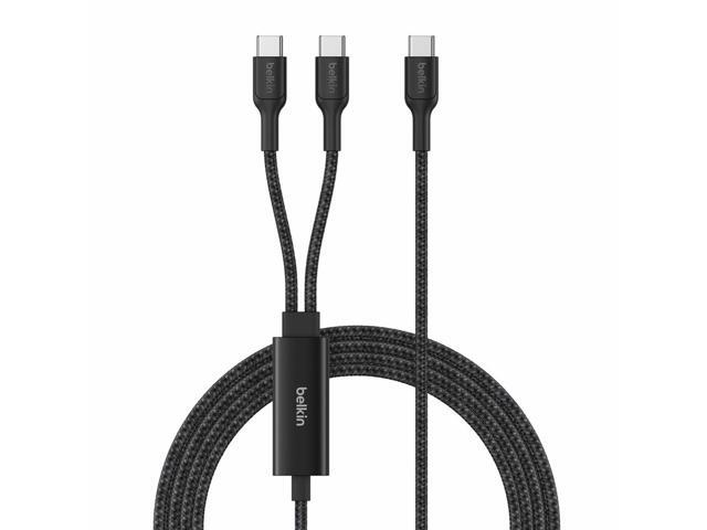 Belkin BoostCharge Pro Braided USB-C to Dual USB-C Cable 140W - Black - 5ft/1.5m - CAC004fq1.5MBK