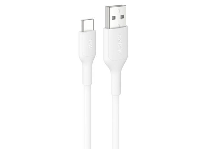 Belkin USB-A to USB-C Cable 15W - 3.3ft/1m - White - USB-C/USB-A - CAB021FQ1MWH