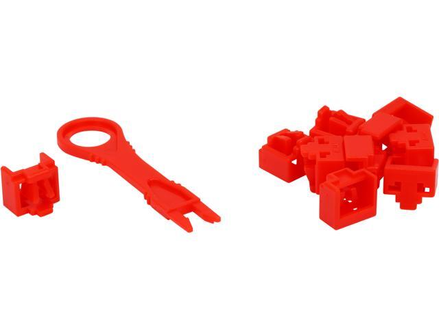 NTW NL-PBK10-RD net-Lock™ Locking RJ45 port/dust blocker with color coded keys - 10 + 1 key