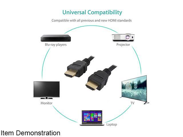 Nippon Labs HDMI-HS-10 10 ft. HDMI 2.0 Male to Male High Speed Cable with Ethernet Channel, Black