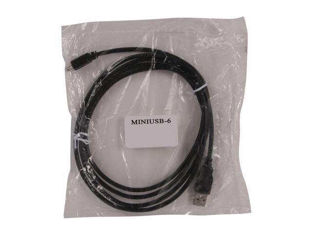 Nippon Labs MINIUSB-6 6 ft. USB 2.0 Type A Male to USB Type B Adapter Male Cable, Black