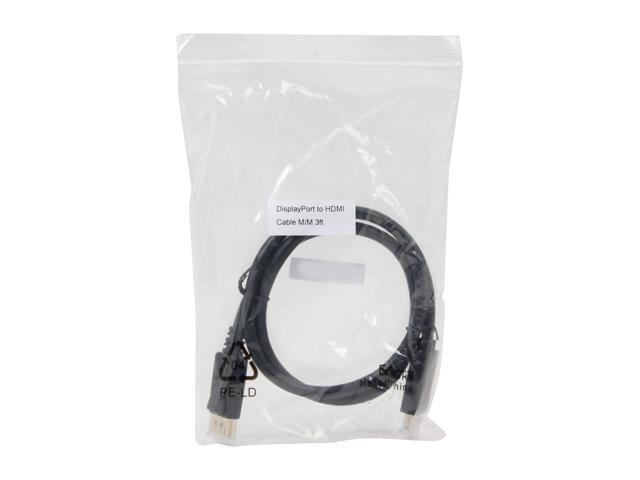Nippon Labs DP-HDMI-3 3 ft. DisplayPort to HDMI Converter Cable Supporting VR / 3D / 4K, Black - DP to HDMI Adapter - (M/M)