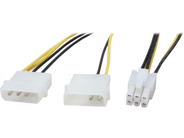 Nippon Labs POW-20308 8 in. PCI Express 6 Pin to 5.25 Male x 2DC Adaptor Cable