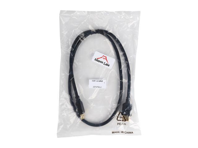 Nippon Labs DP-3-MM 3 ft. DisplayPort HBR Male to Male Cable, Black