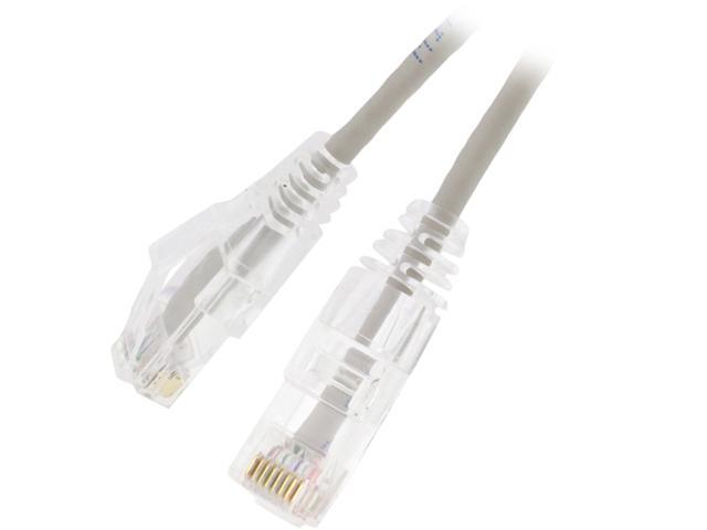 Nippon Labs 28 AWG Snagless Ultra Slim Cat6 Ethernet Patch Cable - Network Internet Cord - RJ45, Stranded, 550Mhz, UTP, - 3ft, Gray