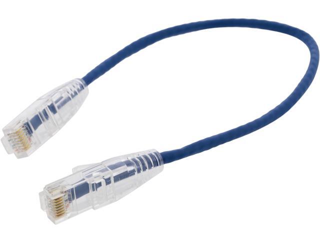 Nippon Labs 28 AWG Snagless Ultra Slim Cat6 Ethernet Patch Cable - Network Internet Cord - RJ45, Stranded, 550Mhz, UTP, - 1ft, Blue