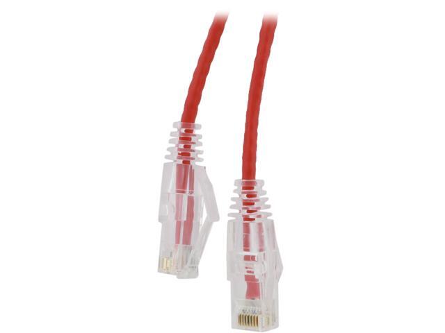 Nippon Labs 28 AWG Snagless Ultra Slim Cat6 Ethernet Patch Cable - Network Internet Cord - RJ45, Stranded, 550Mhz, UTP, - 2ft, Red