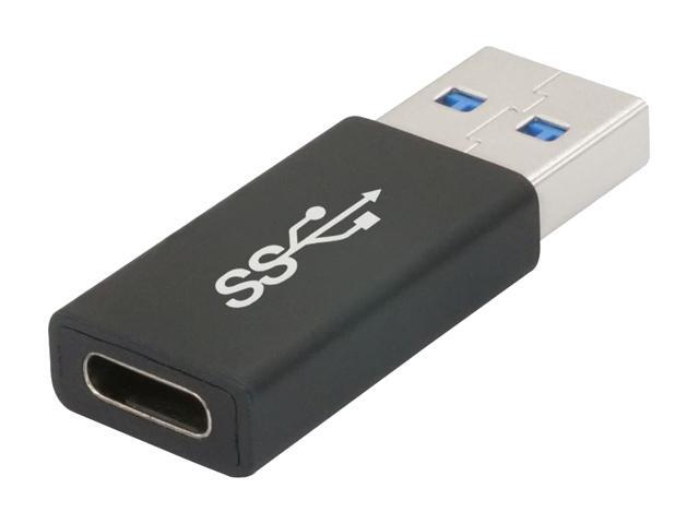Nippon Labs USB 3.0 USB-C Female to USB A Male Adapter 50000-USB3-CF-12, Black Aluminum Shell