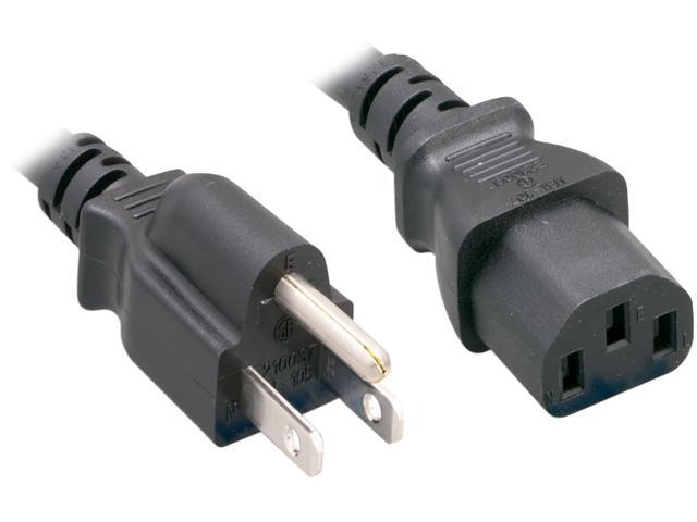 Nippon Labs 16 AWG Standard Power Cord NEMA 5-15P to C13, NEMA5-15P/IEC320 C13, SJT, 13A, 125V, 6ft. Black Cable