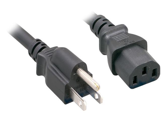 Nippon Labs 18 AWG Standard Power Cord NEMA 5-15P to C13, SVT, 10A, 125V, NEMA5-15P/IEC320 C13, 3ft. Black Cable photo