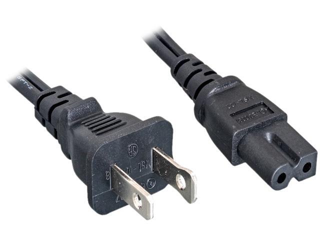 Nippon Labs 18 AWG Polarized US Notebook Power Cord NEMA 1-15P to C7, SPT-2, NEMA1-15P/IEC320 C7, 10 ft. Black Power Cable