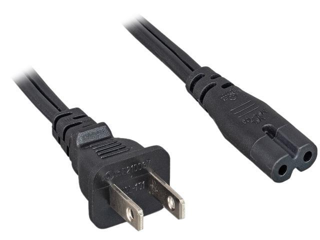 Nippon Labs 18 AWG Non-Polarized US Notebook Power Cord NEMA 1-15P to C7, No Edge, C7/NEMA1-15P 10 ft. Black Power Cable