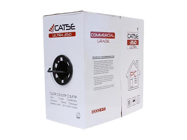 Nippon Labs CAT5E Outdoor Bulk Ethernet Cable, Direct Burial Solid Copper, CMX, 24 AWG, UTP, PE Outdoor Jacket, UV Res, 1000' Pull Box - Black