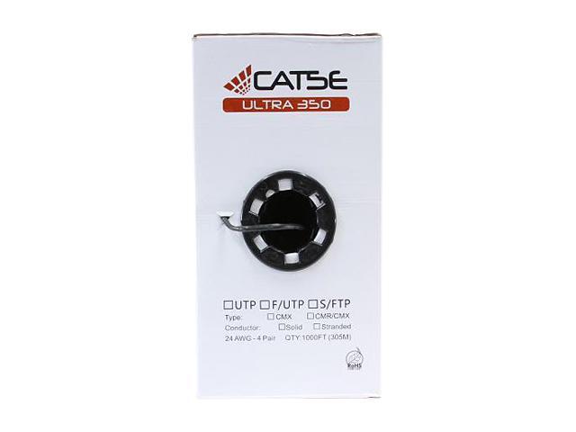 Nippon Labs CAT5E Outdoor Bulk Ethernet Cable, Direct Burial Solid Copper, CMX, 24 AWG, UTP, PE Outdoor Jacket, UV Res, 1000' Pull Box - Black