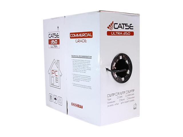 Nippon Labs CAT5E Outdoor Bulk Ethernet Cable, Direct Burial Solid Copper, CMX, 24 AWG, UTP, PE Outdoor Jacket, UV Res, 1000' Pull Box - Black