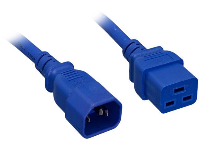 Nippon Labs 14 AWG C14 / C19 Power Cord, IEC-60320-C14 to IEC-60320-C19, SJT, 15A/250V, 10 ft. Blue Power Cable