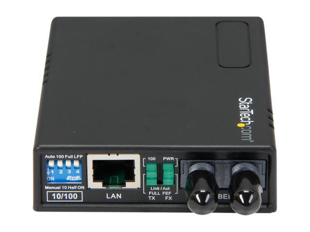 StarTech MCM110ST2 10/100 Multi Mode Fiber Copper Fast Ethernet Media Converter ST 2 km - UTP to 100Base-Fx - Fiber Optic Media Converter MM