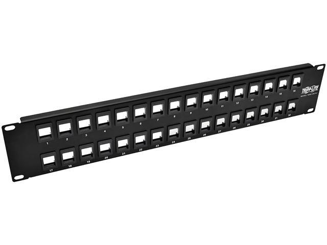 Tripp Lite 32-Port 2U Rack-Mount Unshielded Blank Keystone/Multimedia Patch Panel, RJ45 Ethernet, USB, HDMI, Cat5e/6 (N062-032-KJ)
