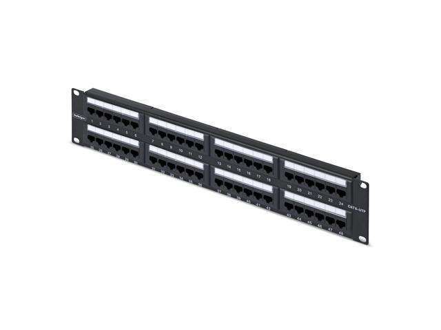 StarTech 48-Port 2U Rackmount Cat6 Patch Panel - RJ45 - UTP - 110 Punch-Down - Cat 6 Ethernet Patch Panel for Network Server Rack - CPANEL48