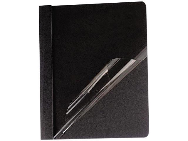 Clear Front Report Cover, Tang Fasteners, Letter Size, Black, 25/Box
