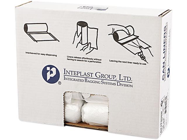 Inteplast Group S242408N High-Density Can Liner, 24 x 24, 10gal, 8mic, Clear, 50/Roll, 20 Rolls/Carton, 1 Carton