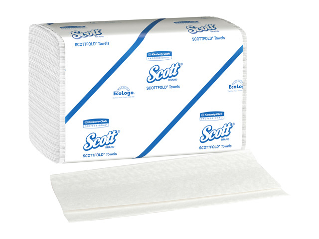 SCOTTFOLD Paper Towels 7 4/5 x 12 2/5 White 175 Towels/Pack 25 Packs/Carton 01960
