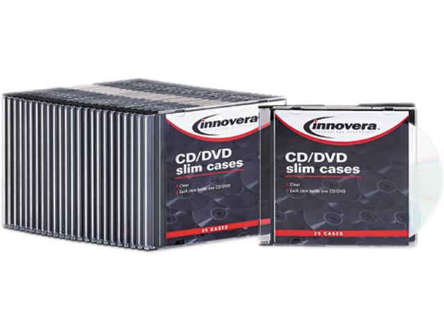 Innovera Cd/Dvd Slim Jewel Cases, Clear/Black, 25/Pack 85825