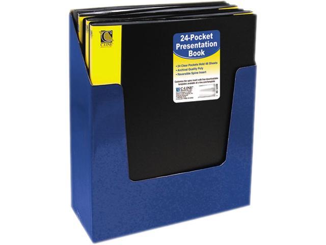 Bound Sheet Protector Presentation Book, 24 Sleeves, 11 x 8-1/2, Black