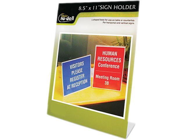 Clear Plastic Sign Holder, Stand-Up, Slanted, 8 1/2 X 11