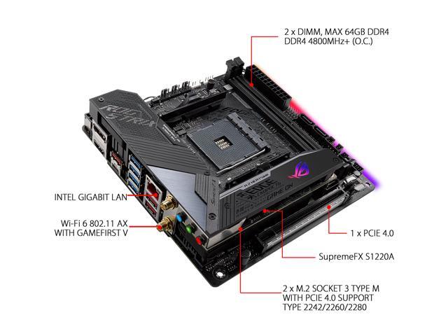 ASUS ROG Strix X570-I Gaming, X570 Mini-ITX Gaming Motherboard, AMD Ryzen 3000 with PCIe 4.0, WiFi 6 (802.11ax), Intel Gigabit Ethernet, SATA 6Gb/s