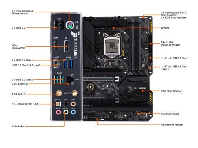 ASUS TUF GAMING Z590-PLUS WIFI LGA 1200 ATX Intel Motherboard
