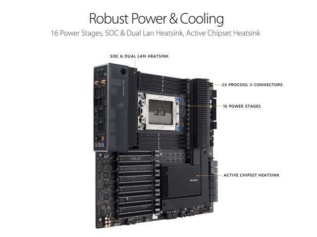 ASUS Pro WS WRX80E-SAGE SE WIFI AMD Threadripper Pro EATX workstation motherboard (PCIe 4.0, ASMB9-iKVM, 2x10Gb LAN, 7xPCIe 4.0 X16 slots,...