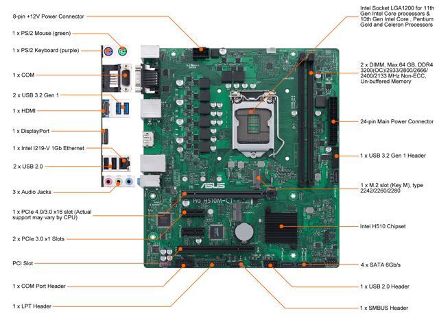 ASUS PRO H510M-CT/CSM LGA 1200 Micro ATX Intel Motherboard