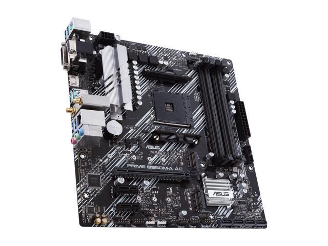 ASUS PRIME B550M-A AC AMD AM4 mATX motherboard with impressive features, including PCIe 4.0, dual M.2 slots, WiFi, HDMI, D-Sub, DVI, SATA 6 Gbps,...
