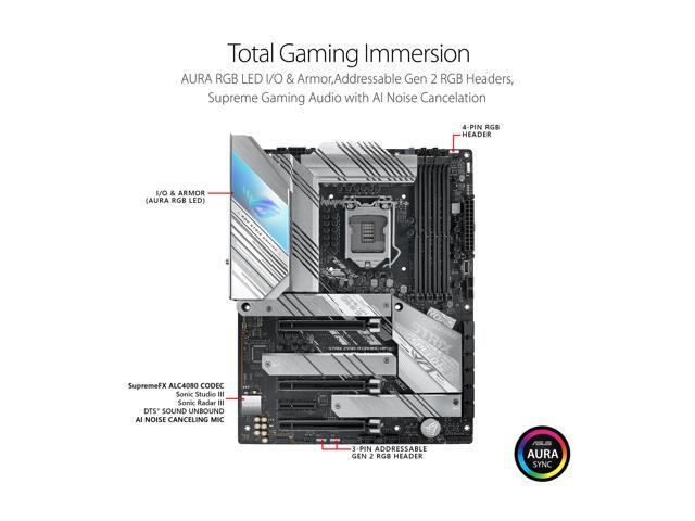 ASUS ROG STRIX Z590-A GAMING WIFI II IntelZ590 LGA 1200 ATX motherboard with PCIe 4.0, 14+2 teamed power stages, Two-Way AI Noise Cancelation, AI...