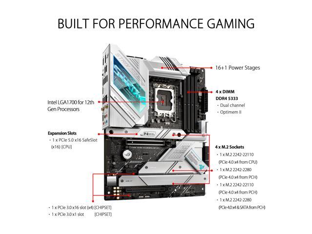 ASUS ROG Strix Z690-A Gaming WiFi D4 LGA 1700(Intel 12th & 13th Gen) ATX gaming motherboard(PCIe 5.0, DDR4,16+1 power stages,WiFi 6,Intel 2.5 Gb...