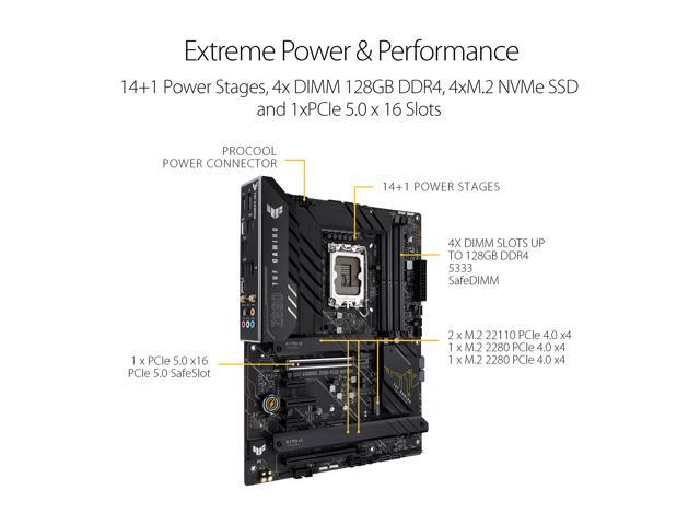 ASUS TUF Gaming Z690-Plus WiFi D4 LGA 1700(Intel12th & 13th Gen) ATX gaming motherboard(PCIe 5.0, DDR4,4xM.2/NVMe SSD,14+2 power stages,WiFi 6,Intel...
