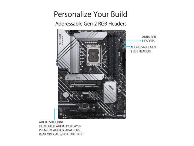 ASUS Prime Z690-P D4 LGA 1700 (Intel 12th & 13th Gen) ATX motherboard (PCIe 5.0,DDR4,14+1 Power Stages, 3x M.2,2.5Gb LAN,V-M.2 e-key,front panel USB...