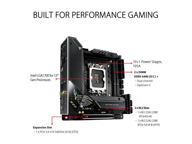 ASUS ROG Strix Z690-I Gaming WiFi 6E LGA 1700 (Intel 12th & 13th & 14th Gen) mini-ITX gaming motherboard (PCIe 5.0,DDR5,10 layer PCB,10+1 power...