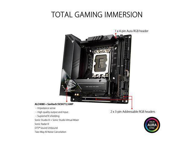 ASUS ROG Strix Z690-I Gaming WiFi 6E LGA 1700 (Intel 12th & 13th & 14th Gen) mini-ITX gaming motherboard (PCIe 5.0,DDR5,10 layer PCB,10+1 power...