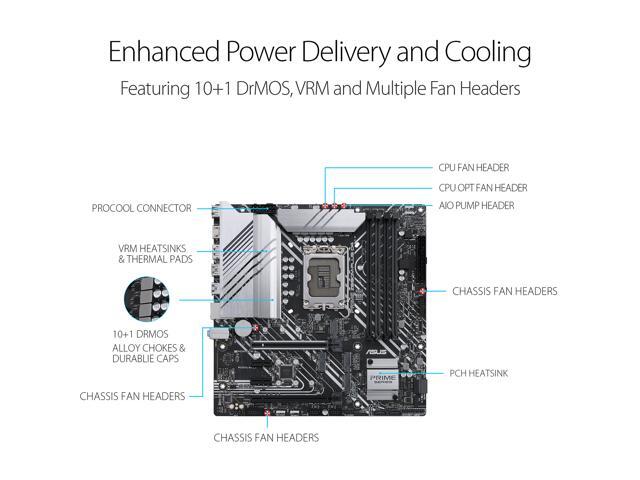 ASUS Prime Z690M-Plus D4 LGA 1700(Intel 12th & 13th Gen) microATX motherboard (PCIe 5.0,DDR4,10+1 Power Stages,3x M.2,1Gb LAN,USB 3.2 Gen 2x2...