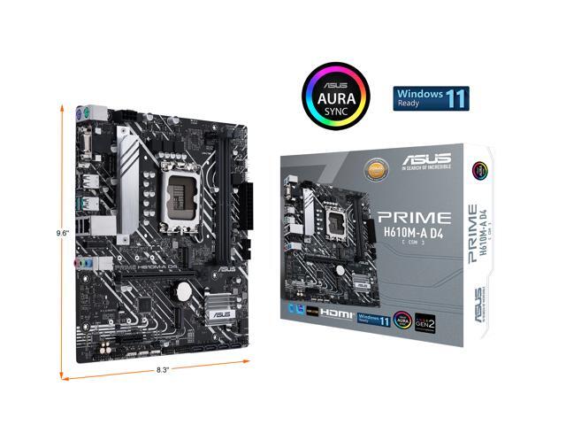 ASUS PRIME H610M-A D4-CSM LGA 1700 (Intel 12th & 13th Gen) Micro-ATX Commercial Motherboard (PCIe 4.0, DDR4, 2xM.2 slots, 1Gb LAN, rear USB 3.2...