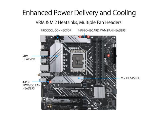 ASUS PRIME B660M-A WIFI D4 LGA 1700 (Intel 12th & 13th Gen) mATX Motherboard (PCIe 4.0, Intel Wi-Fi 6, DDR4, 2xM.2 slots, 1Gb LAN, DP, 2x HDMI,...