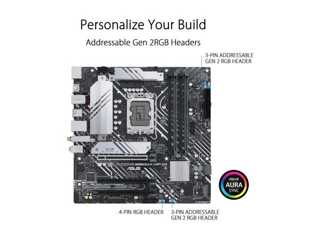 ASUS PRIME B660M-A WIFI D4 LGA 1700 (Intel 12th & 13th Gen) mATX Motherboard (PCIe 4.0, Intel Wi-Fi 6, DDR4, 2xM.2 slots, 1Gb LAN, DP, 2x HDMI,...