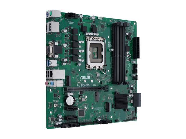 ASUS Pro B660M-C D4-CSM LGA 1700 (Intel 12th & 13th Gen) Micro-ATX Commercial Motherboard (PCIe 4.0, DDR4, 2xM.2 slots, M.2 slot only (Key E), front...